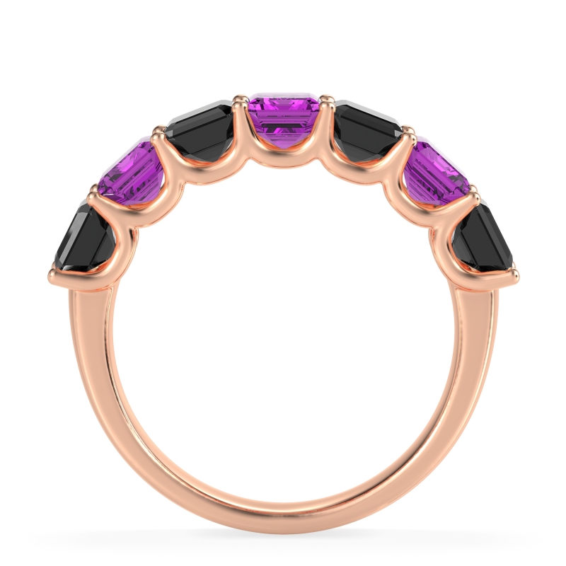 U Prong Half Eternity Emerald Cut Raha Band