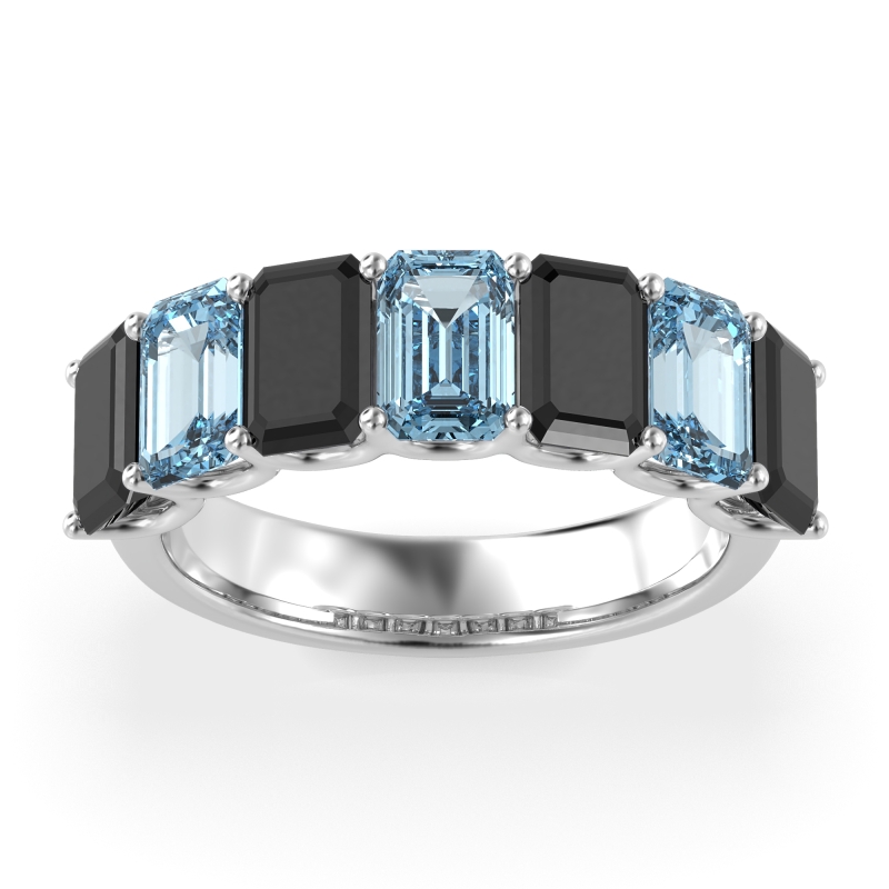 U Prong Half Eternity Emerald Cut Raha Band