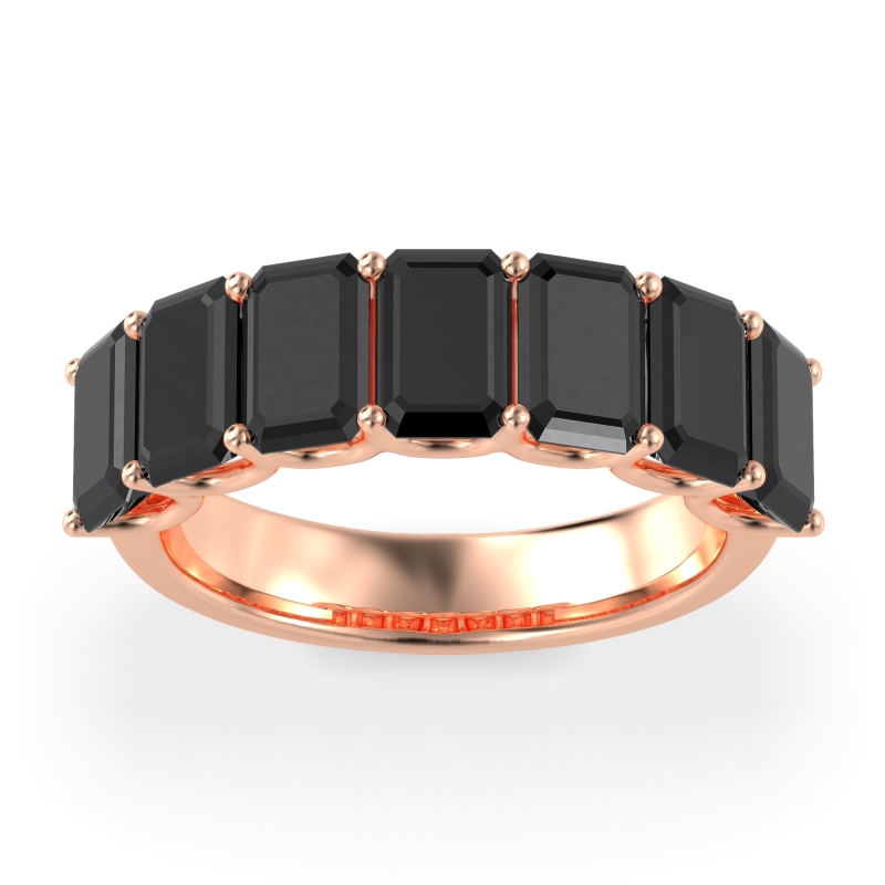 U Prong Half Eternity Emerald Cut Raha Band
