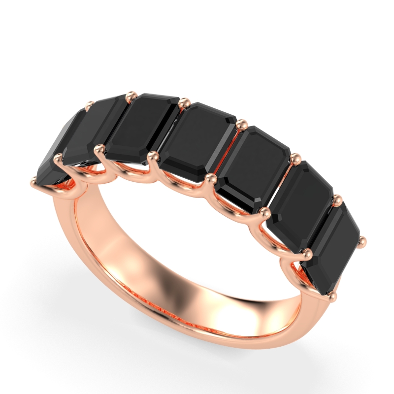 U Prong Half Eternity Emerald Cut Raha Band