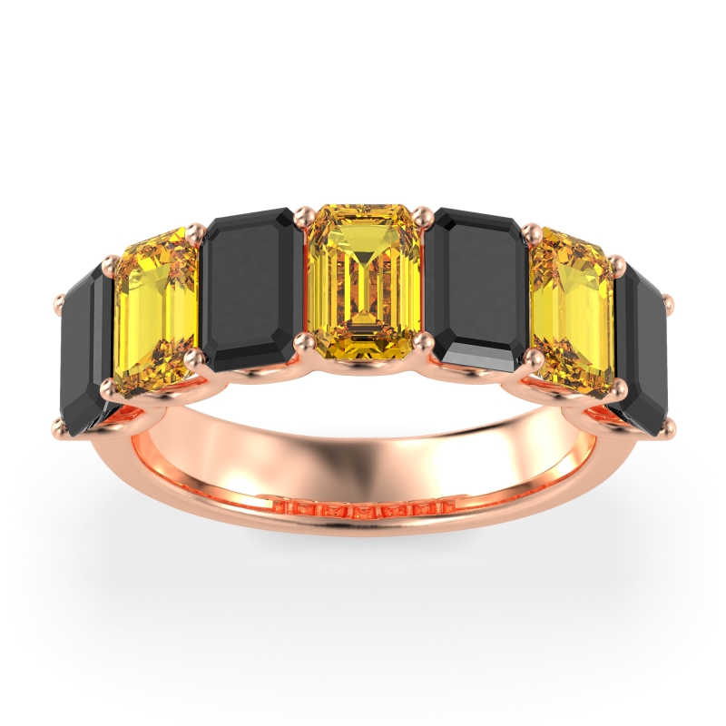 U Prong Half Eternity Emerald Cut Raha Band