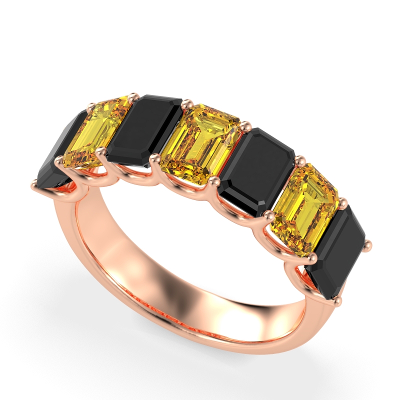 U Prong Half Eternity Emerald Cut Raha Band