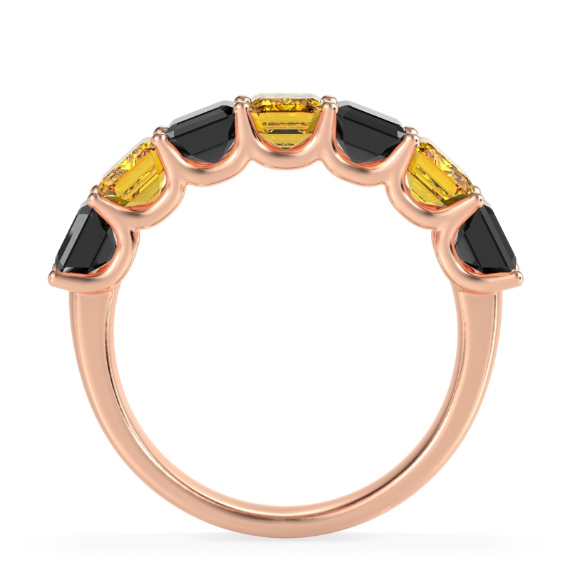 U Prong Half Eternity Emerald Cut Raha Band