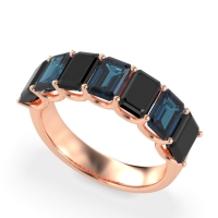 U Prong Half Eternity Emerald Cut Raha Band