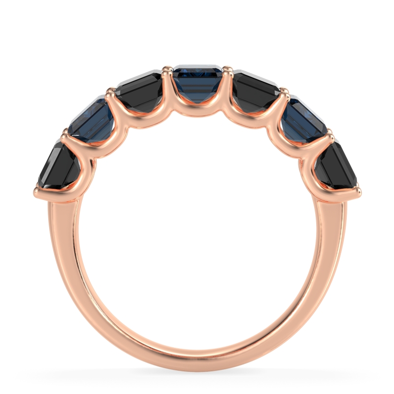 U Prong Half Eternity Emerald Cut Raha Band