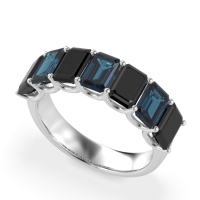 U Prong Half Eternity Emerald Cut Raha Band