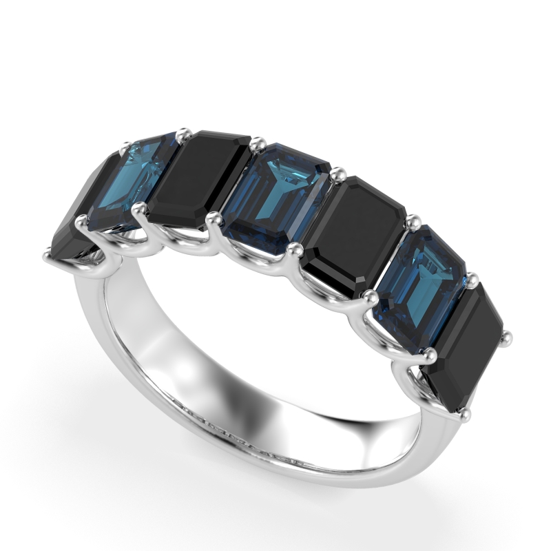 U Prong Half Eternity Emerald Cut Raha Band