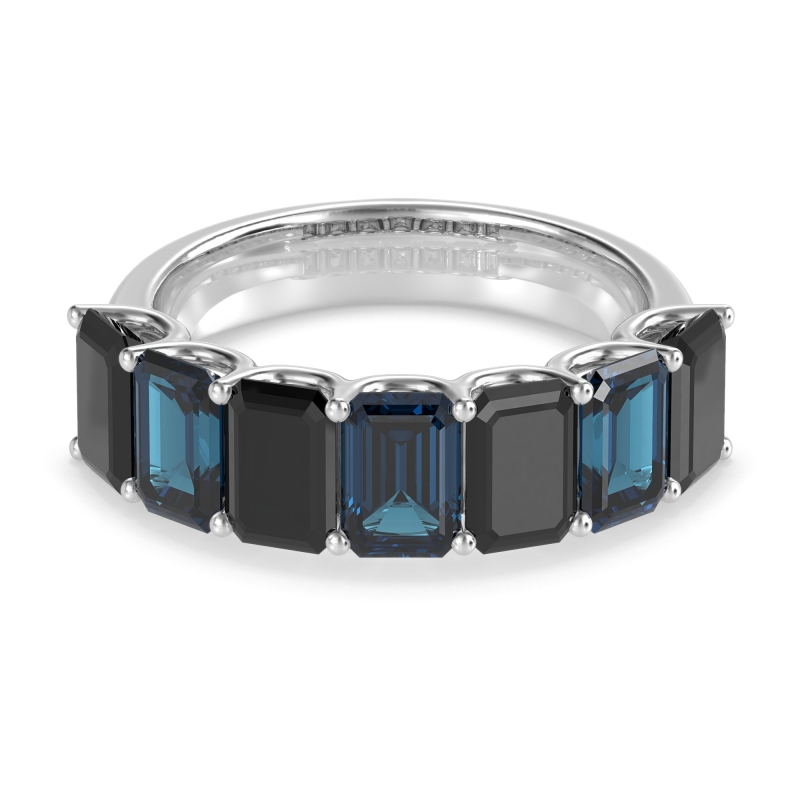 U Prong Half Eternity Emerald Cut Raha Band