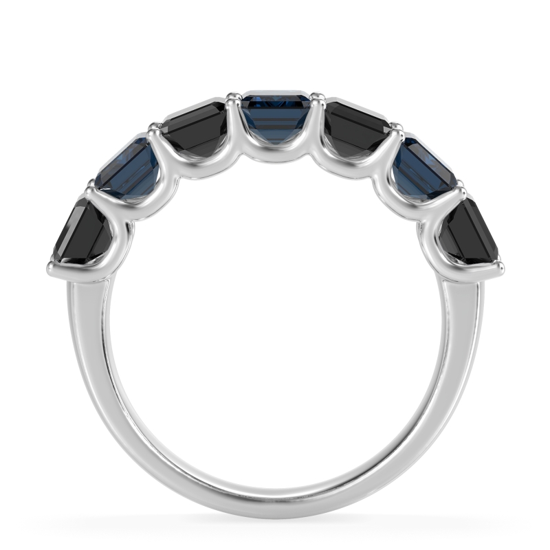 U Prong Half Eternity Emerald Cut Raha Band