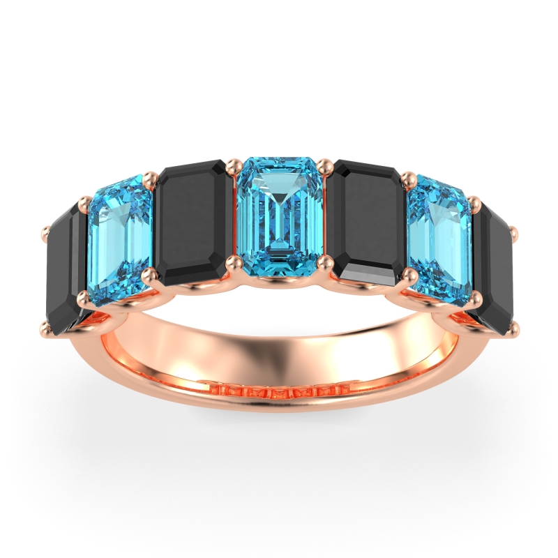 U Prong Half Eternity Emerald Cut Raha Band