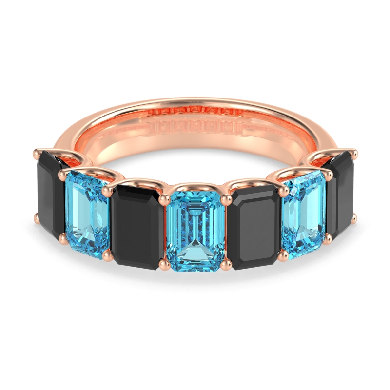 U Prong Half Eternity Emerald Cut Raha Band