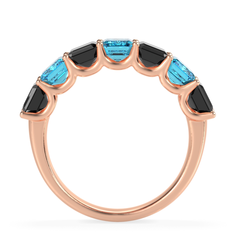 U Prong Half Eternity Emerald Cut Raha Band