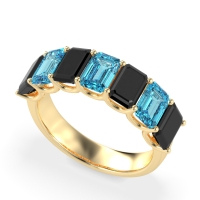 U Prong Half Eternity Emerald Cut Raha Band