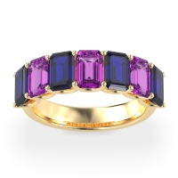 U Prong Half Eternity Emerald Cut Raha Band