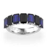 U Prong Half Eternity Emerald Cut Raha Band