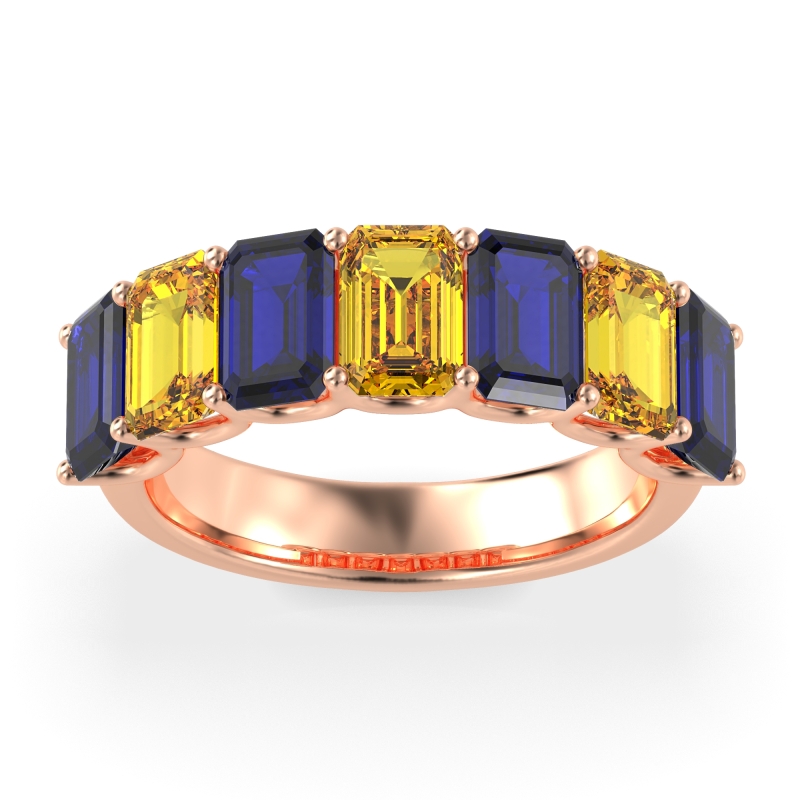 U Prong Half Eternity Emerald Cut Raha Band
