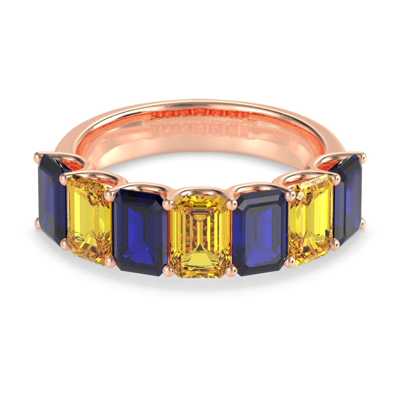 U Prong Half Eternity Emerald Cut Raha Band