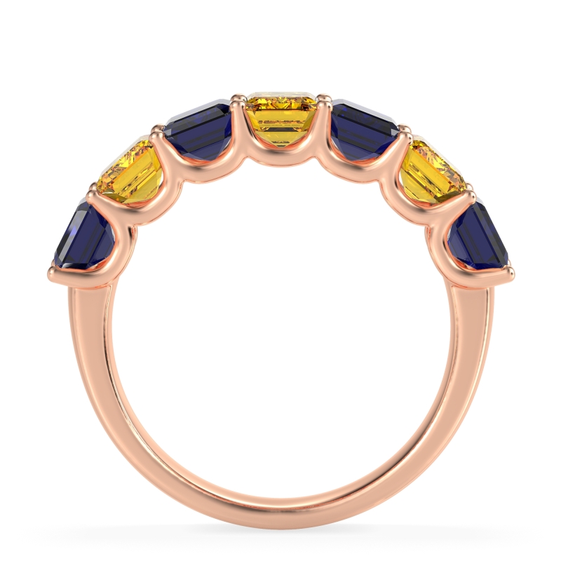 U Prong Half Eternity Emerald Cut Raha Band