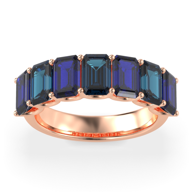 U Prong Half Eternity Emerald Cut Raha Band