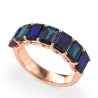 U Prong Half Eternity Emerald Cut Raha Band