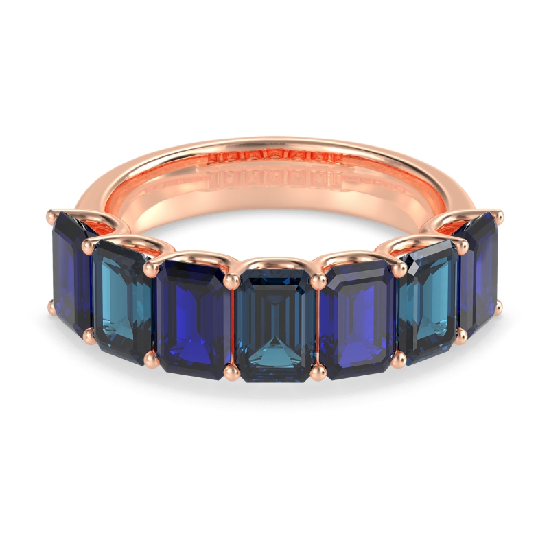 U Prong Half Eternity Emerald Cut Raha Band