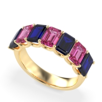 U Prong Half Eternity Emerald Cut Raha Band