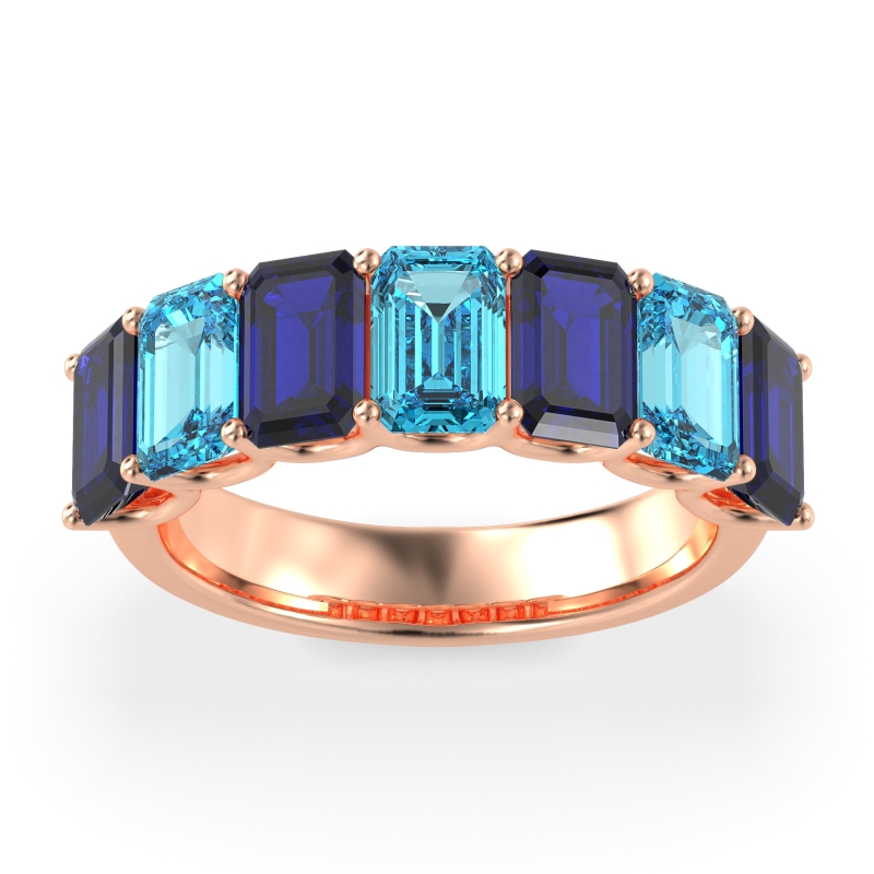 U Prong Half Eternity Emerald Cut Raha Band