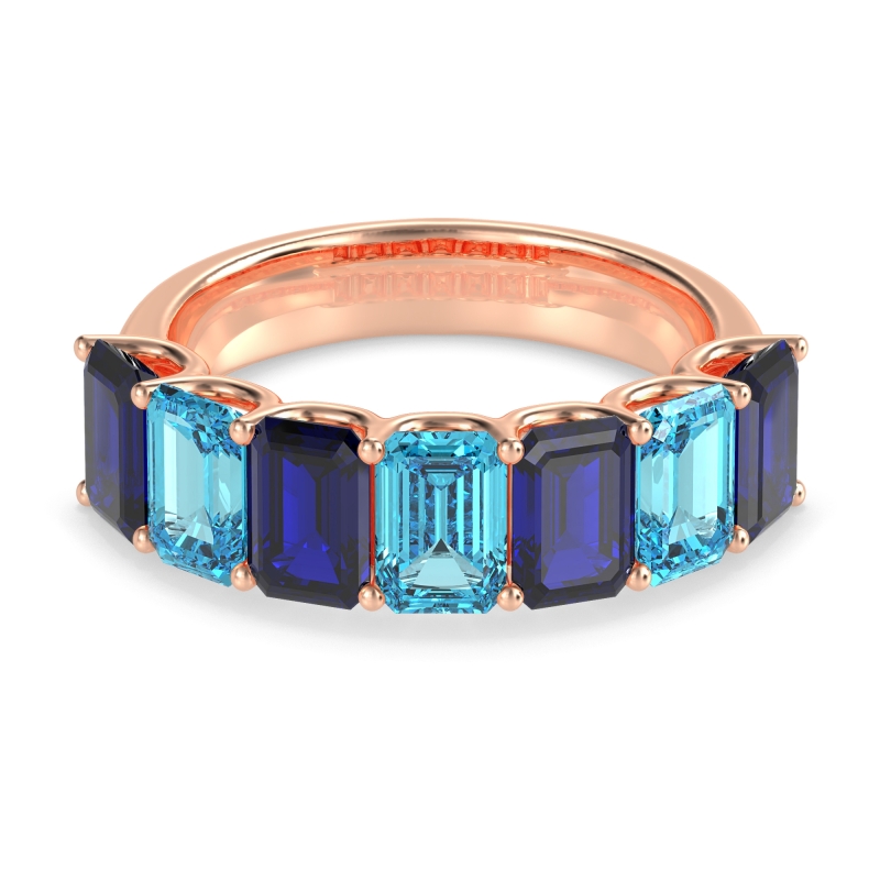 U Prong Half Eternity Emerald Cut Raha Band