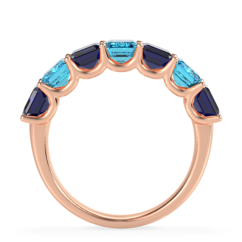 U Prong Half Eternity Emerald Cut Raha Band