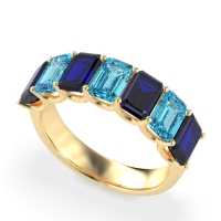 U Prong Half Eternity Emerald Cut Raha Band