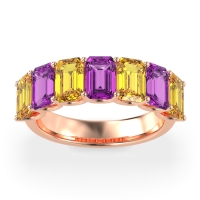 U Prong Half Eternity Emerald Cut Raha Band