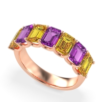 U Prong Half Eternity Emerald Cut Raha Band