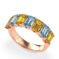 U Prong Half Eternity Emerald Cut Raha Band