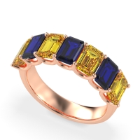 U Prong Half Eternity Emerald Cut Raha Band