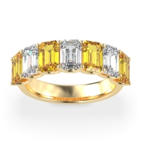 U Prong Half Eternity Emerald Cut Raha Band