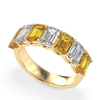 U Prong Half Eternity Emerald Cut Raha Band