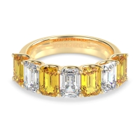 U Prong Half Eternity Emerald Cut Raha Band