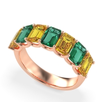 U Prong Half Eternity Emerald Cut Raha Band