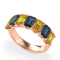 U Prong Half Eternity Emerald Cut Raha Band