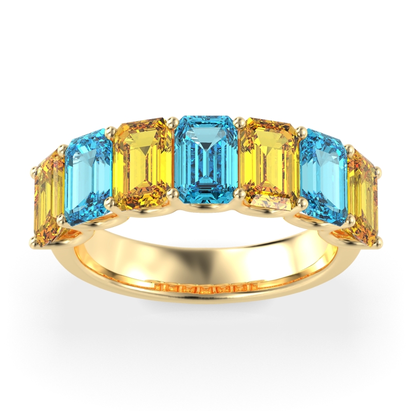 U Prong Half Eternity Emerald Cut Raha Band