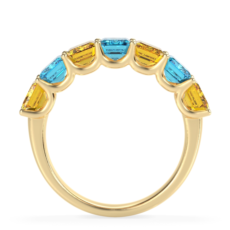 U Prong Half Eternity Emerald Cut Raha Band