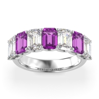 U Prong Half Eternity Emerald Cut Raha Band