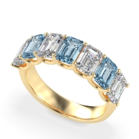 U Prong Half Eternity Emerald Cut Raha Band