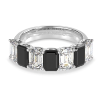 U Prong Half Eternity Emerald Cut Raha Band