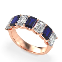 U Prong Half Eternity Emerald Cut Raha Band
