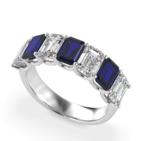 U Prong Half Eternity Emerald Cut Raha Band