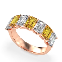 U Prong Half Eternity Emerald Cut Raha Band