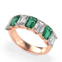 U Prong Half Eternity Emerald Cut Raha Band