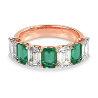 U Prong Half Eternity Emerald Cut Raha Band