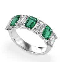 U Prong Half Eternity Emerald Cut Raha Band